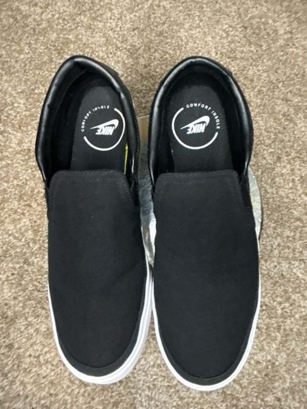 Nike Solarsoft Portmore II Slip-On Black Canvas Shoes Size 8